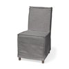 Elbert Solid Back Dining Side Chair | Grey Fabric with Brown Wood, Dining Chair by Mercana, 19.25" length x 21.75" width x 35.25" height thumbnail 1
