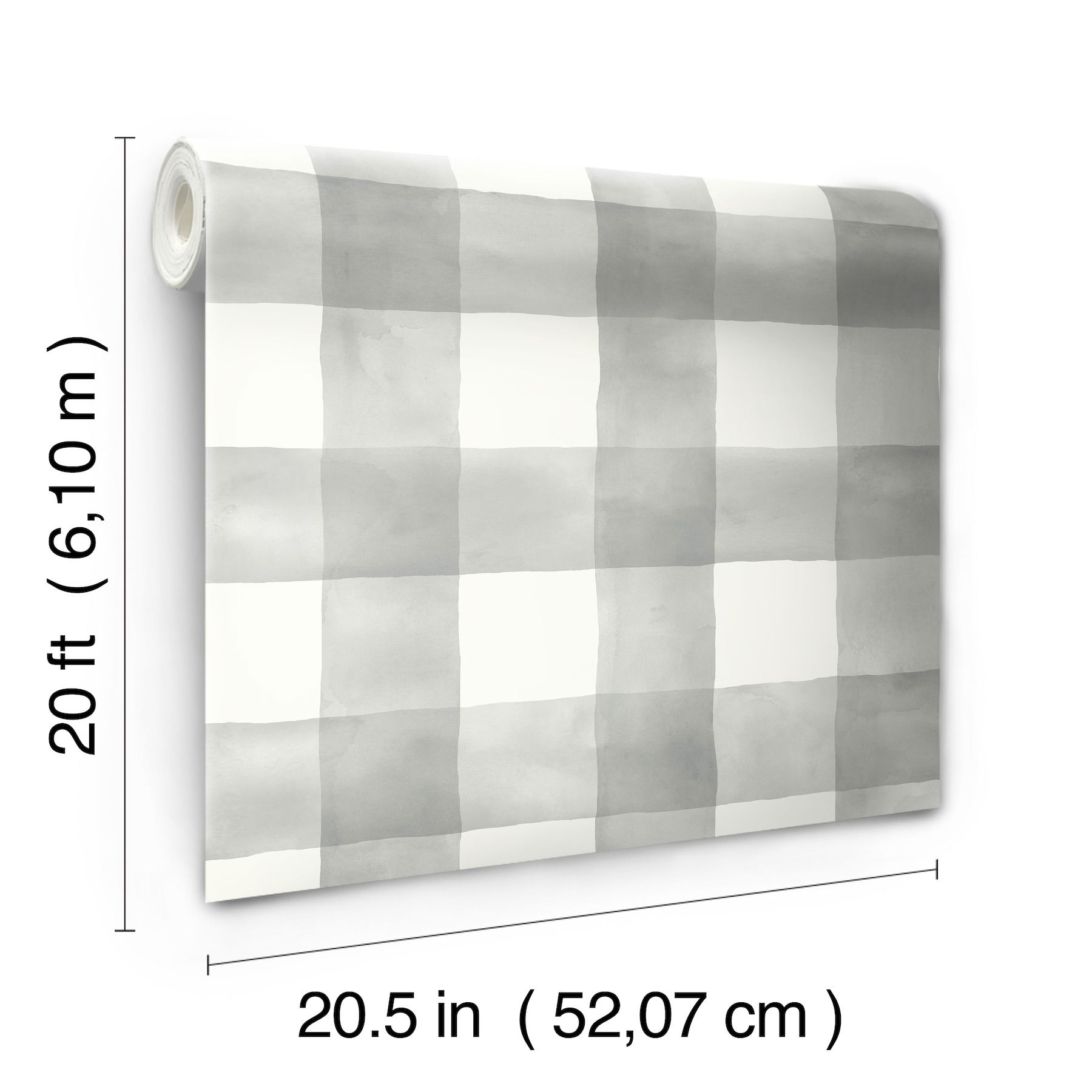 Checkmate Watercolor Plaid Grey Peel & Stick Wallpaper large image 