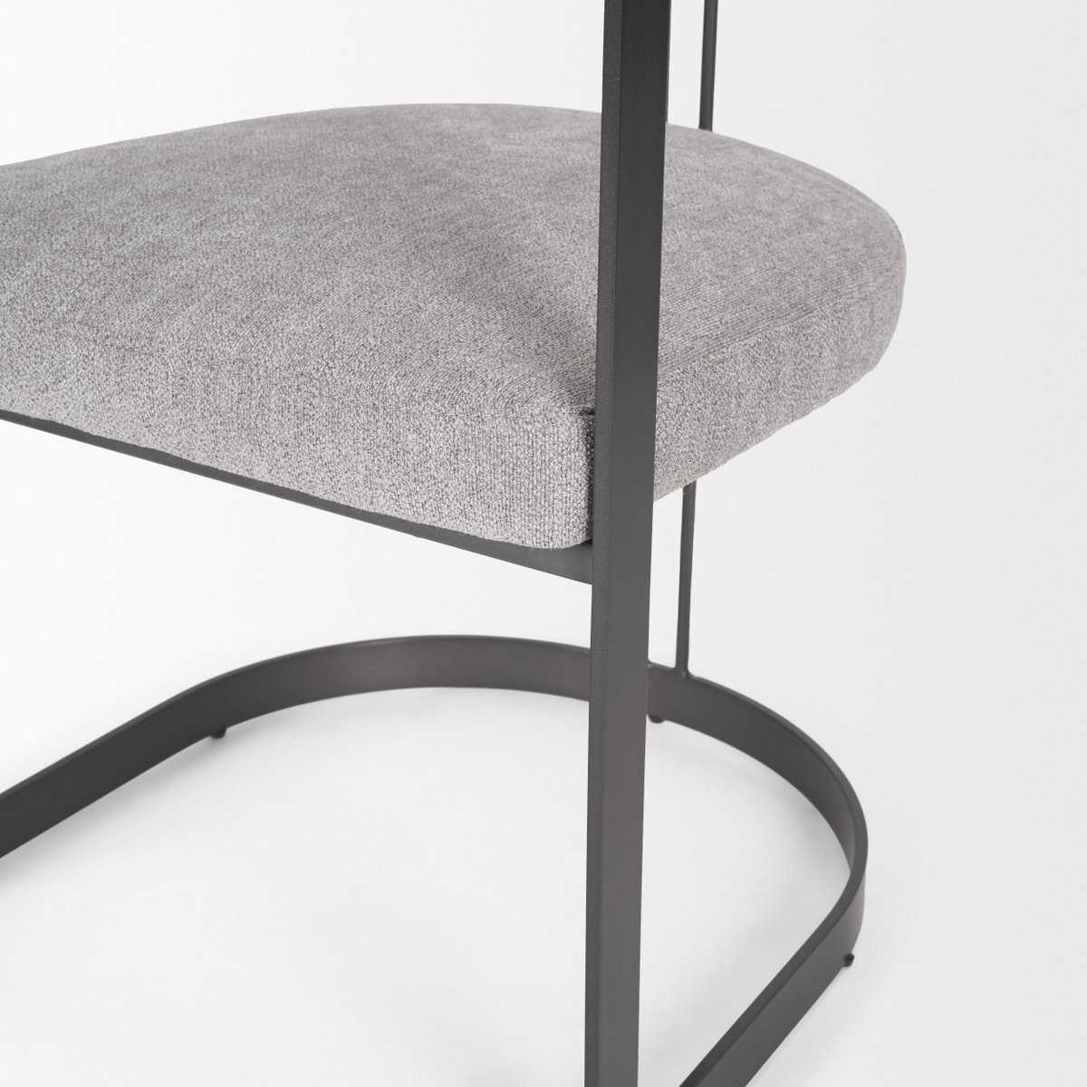 Hollyfield Curved Back Dining Arm Chair | Gray Fabric with Gray Iron, Dining Chair by Mercana, 20.47" length x 21.5" width x 29.53" height View 10