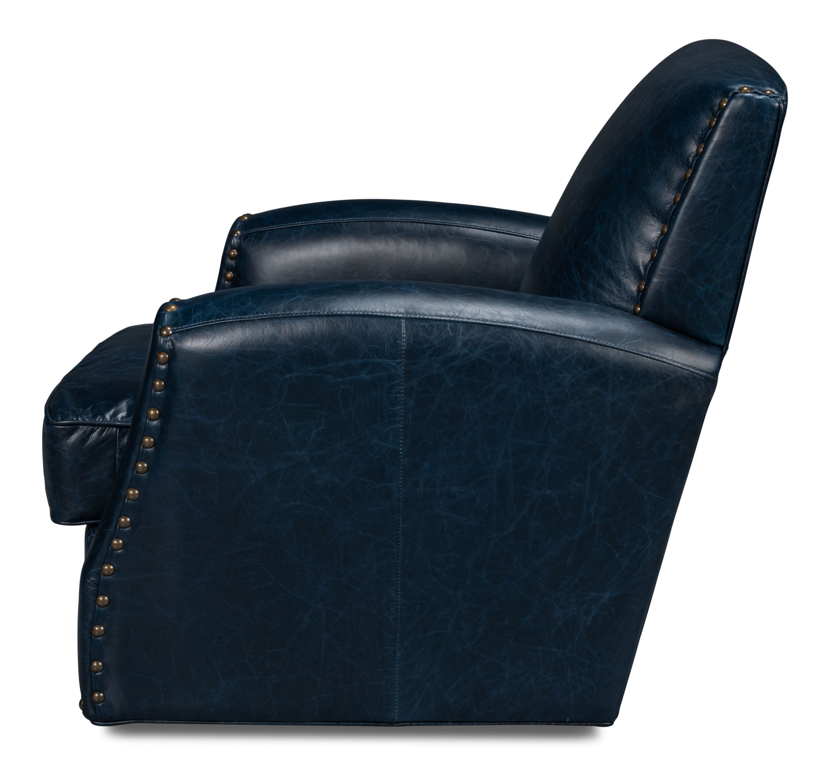 Taft Leather Swivel Chair, Chateau Blue large image 