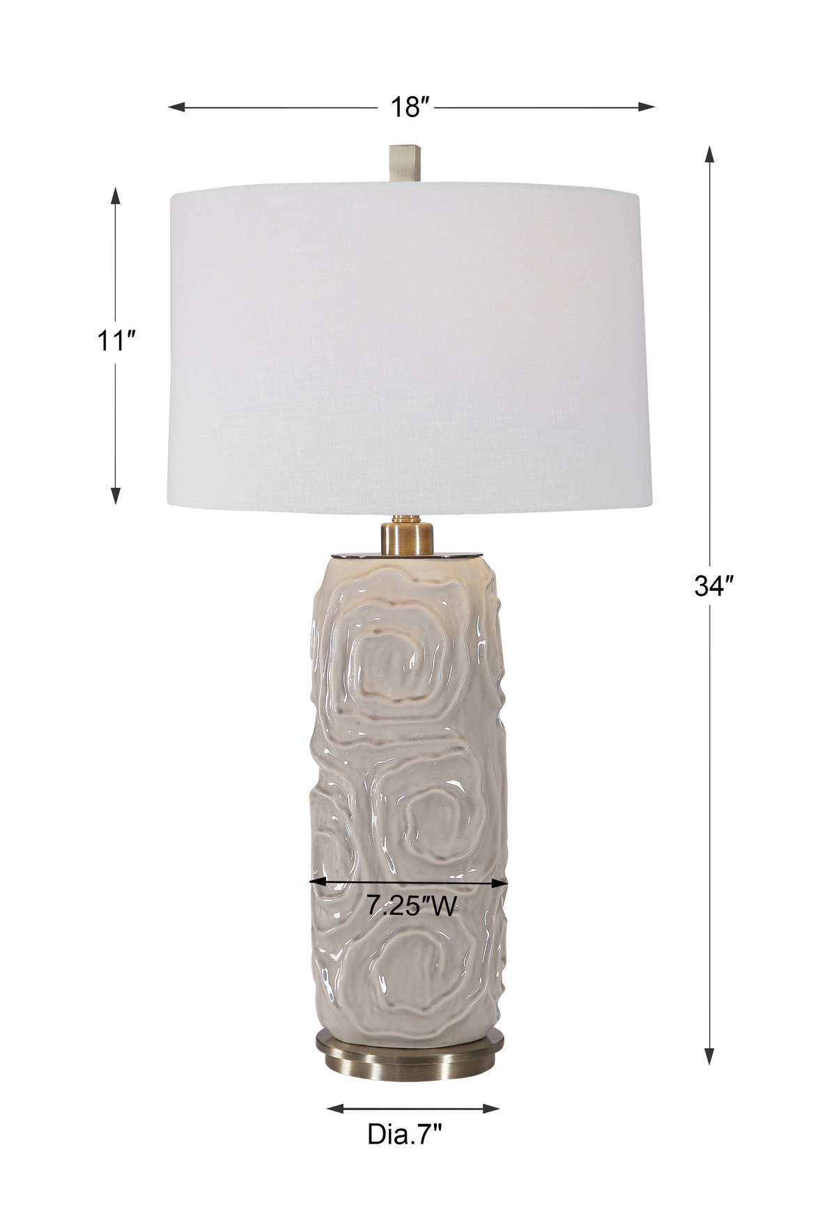 Zade Warm Gray Table Lamp, by Uttermost, 18" width x 33" height x 18" depth View 3