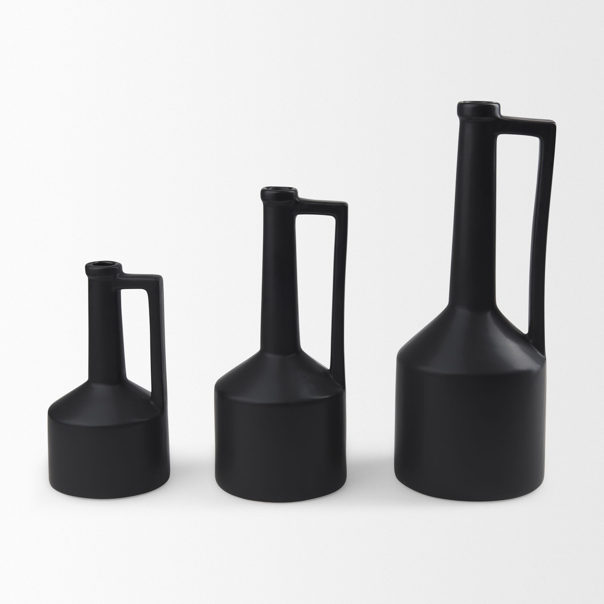 Burton 10.8H Small Matte Black Ceramic Jug Vase large image 