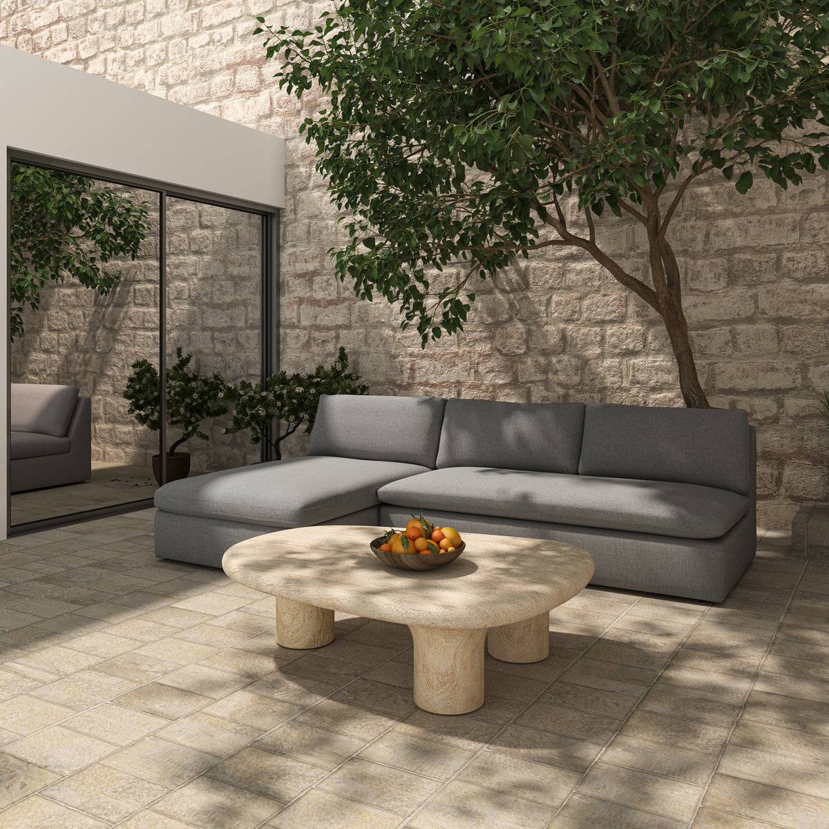 Warby Outdoor Coffee Table Beige, Outdoor Table by Moe's Home, 4'7" width x 1'4" height x 3'6" depth View 16