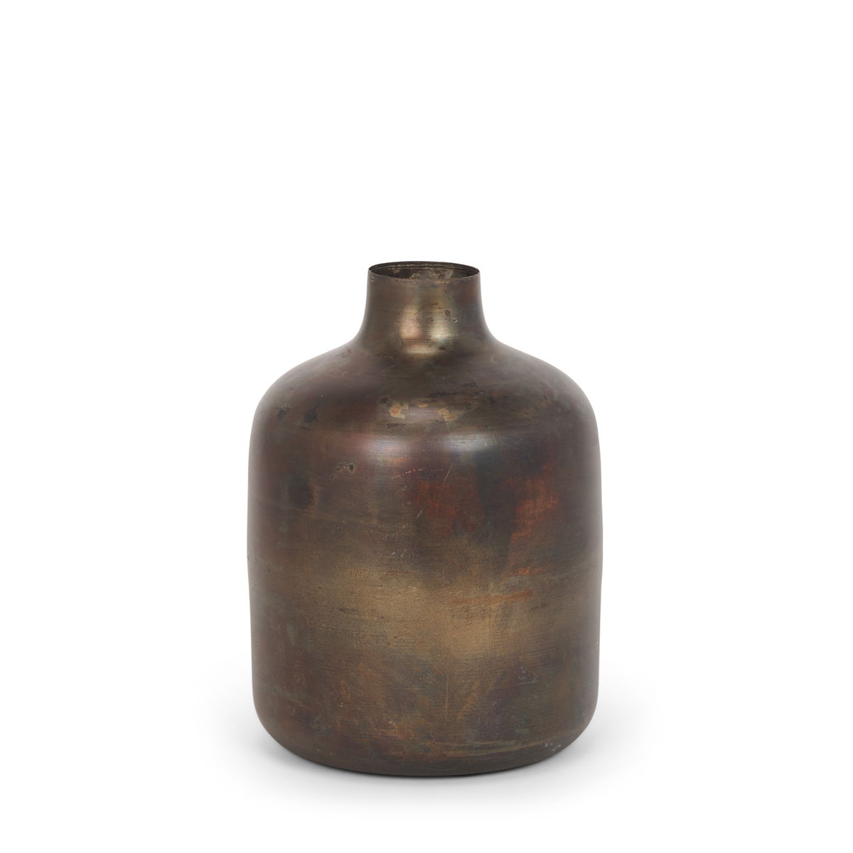 Daya Medium Antiqued Gold Metal Vase, by Mercana, 6.3" length x 6.3" width x 8.66" height View 1
