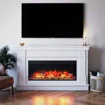 Online Designer Combined Living/Dining Powe Newsome Wide Mantel With Linear Electric Fireplace