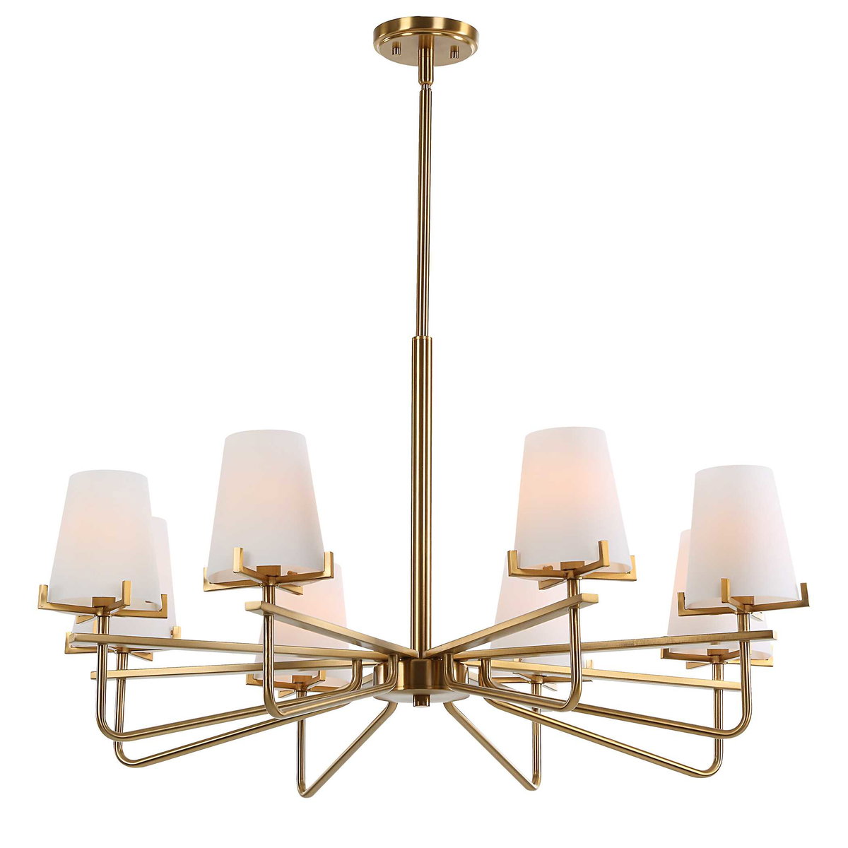 Lassen 8 Light Brass Chandelier, by Uttermost, 36" width x 20.25" height x 36" diameter x 36" depth View 8