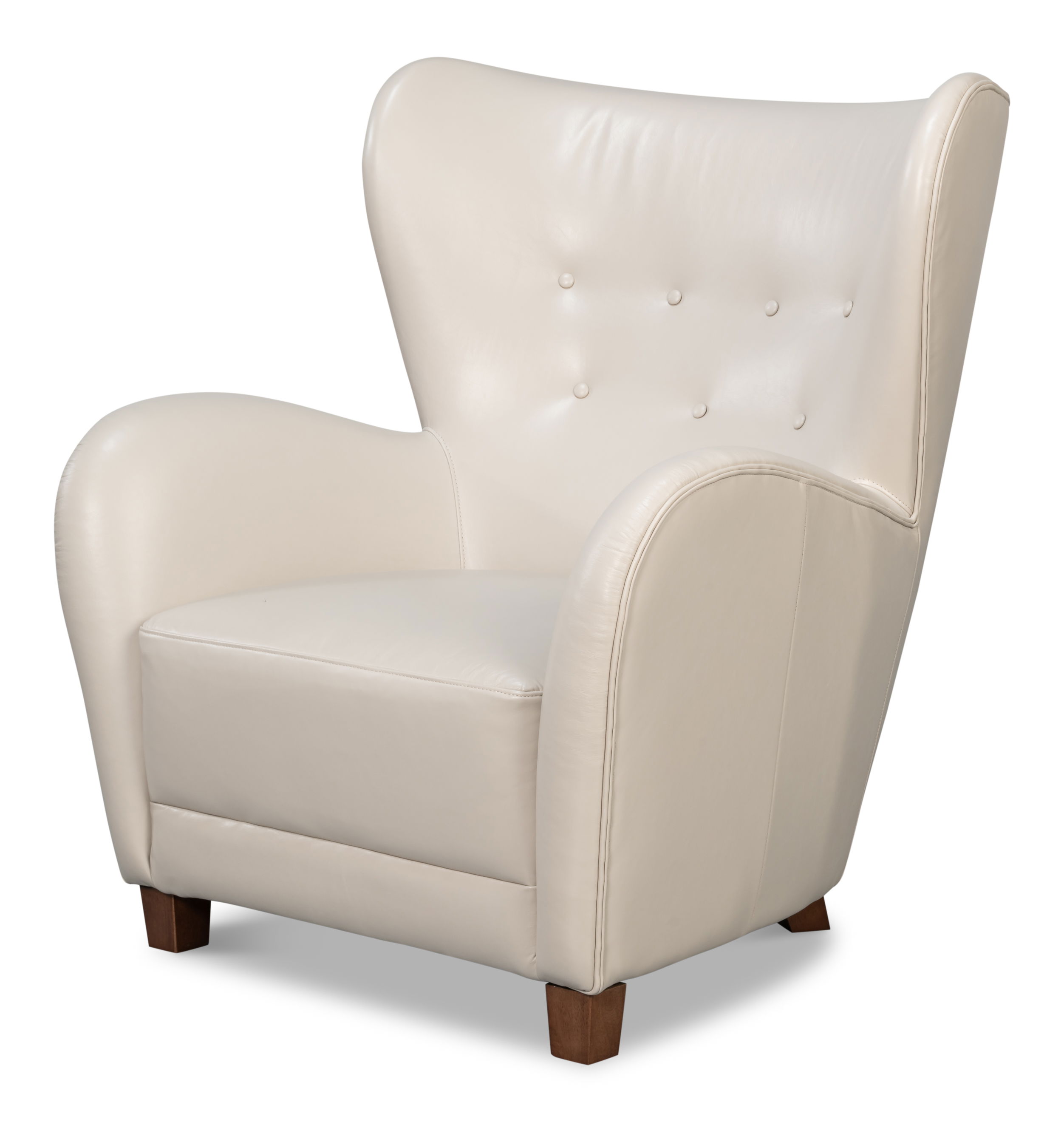 Lombard Wing Chair,Crystal White Leather large image 