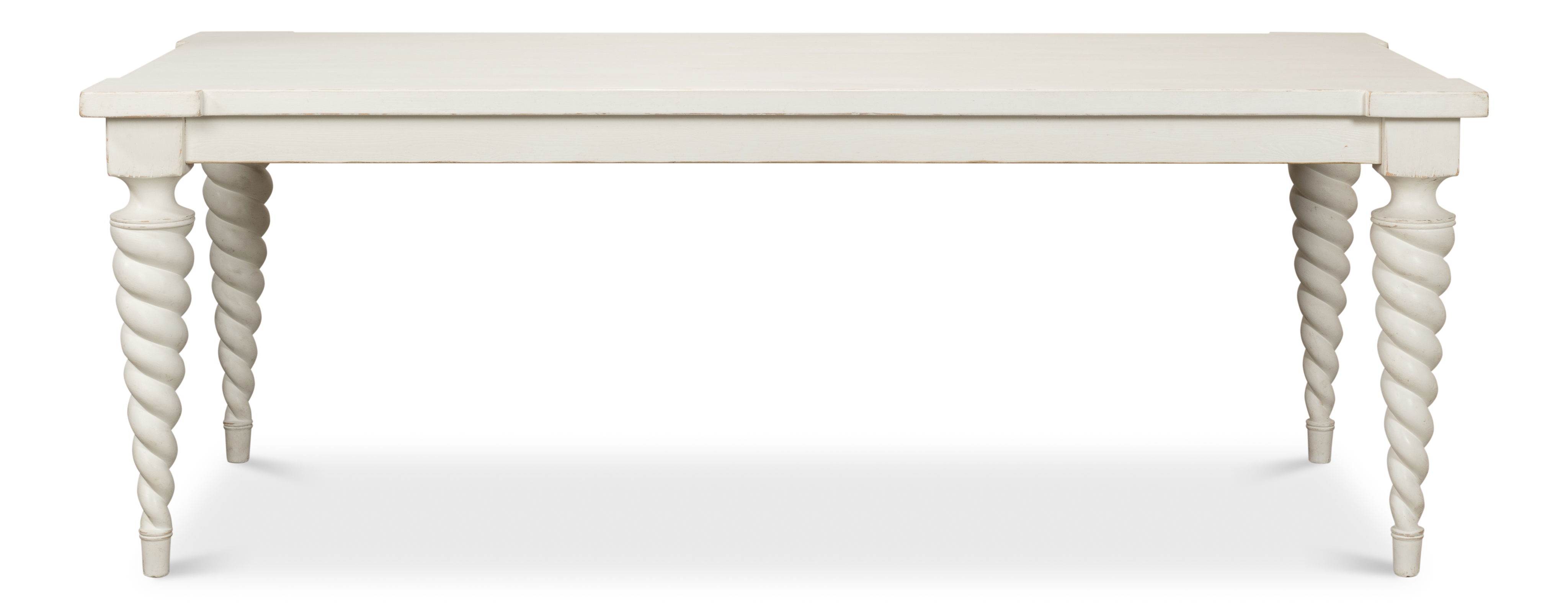 Teagan Dining Table, Antique White, by Sarreid, 85" length x 37" width x 30" height View 2