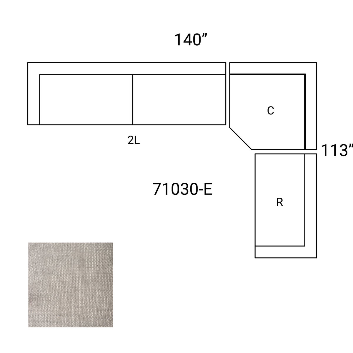 Warner Gray 3 Piece Sofa Set with Corner Piece, Sectional Sofa by Mercana, 140" length x 113" width x 32.68" height View 2