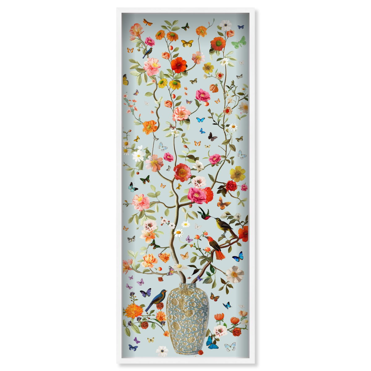 Blooming Coral and Blue 2 (Gold Leaf), Art by Oliver Gal,  20x54 View 1