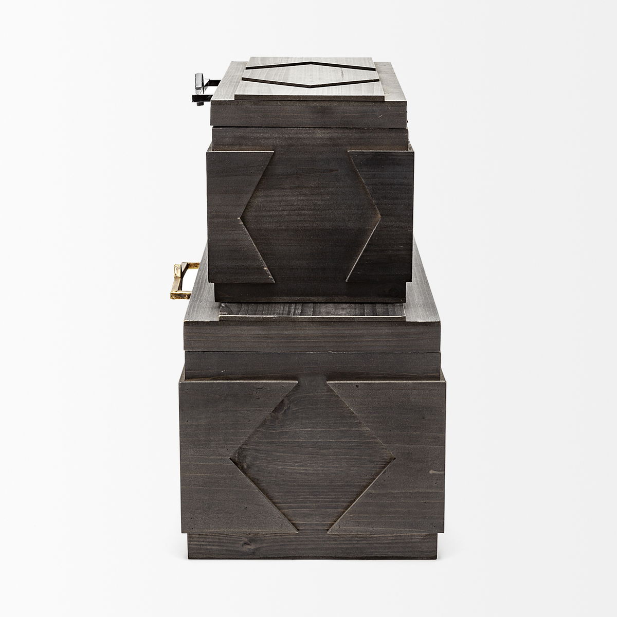Cassia Set of 2 Brown Wooden Boxes, by Mercana, 11" length x 20" width x 9.87" height View 4