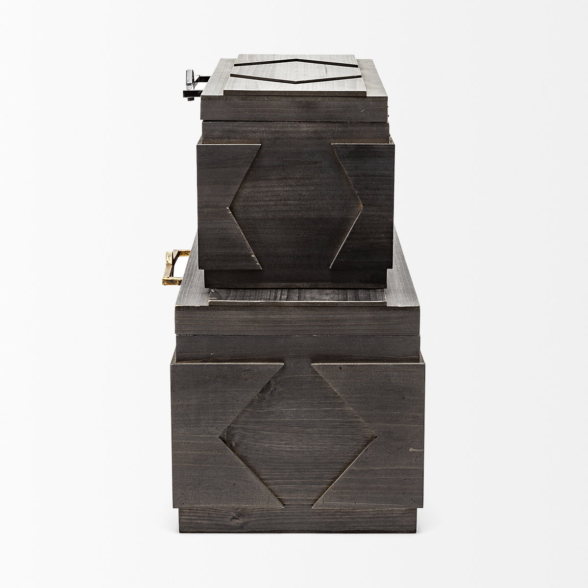 Cassia Set of 2 Brown Wooden Boxes, by Mercana, 11" length x 20" width x 9.87" height View 4