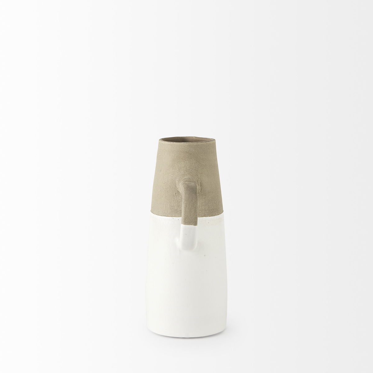 Garand Small 13H Two-Toned White Natural Ceramic Jug, Decorative Jar by Mercana, 6.3" length x 4.53" width x 10.24" height View 8