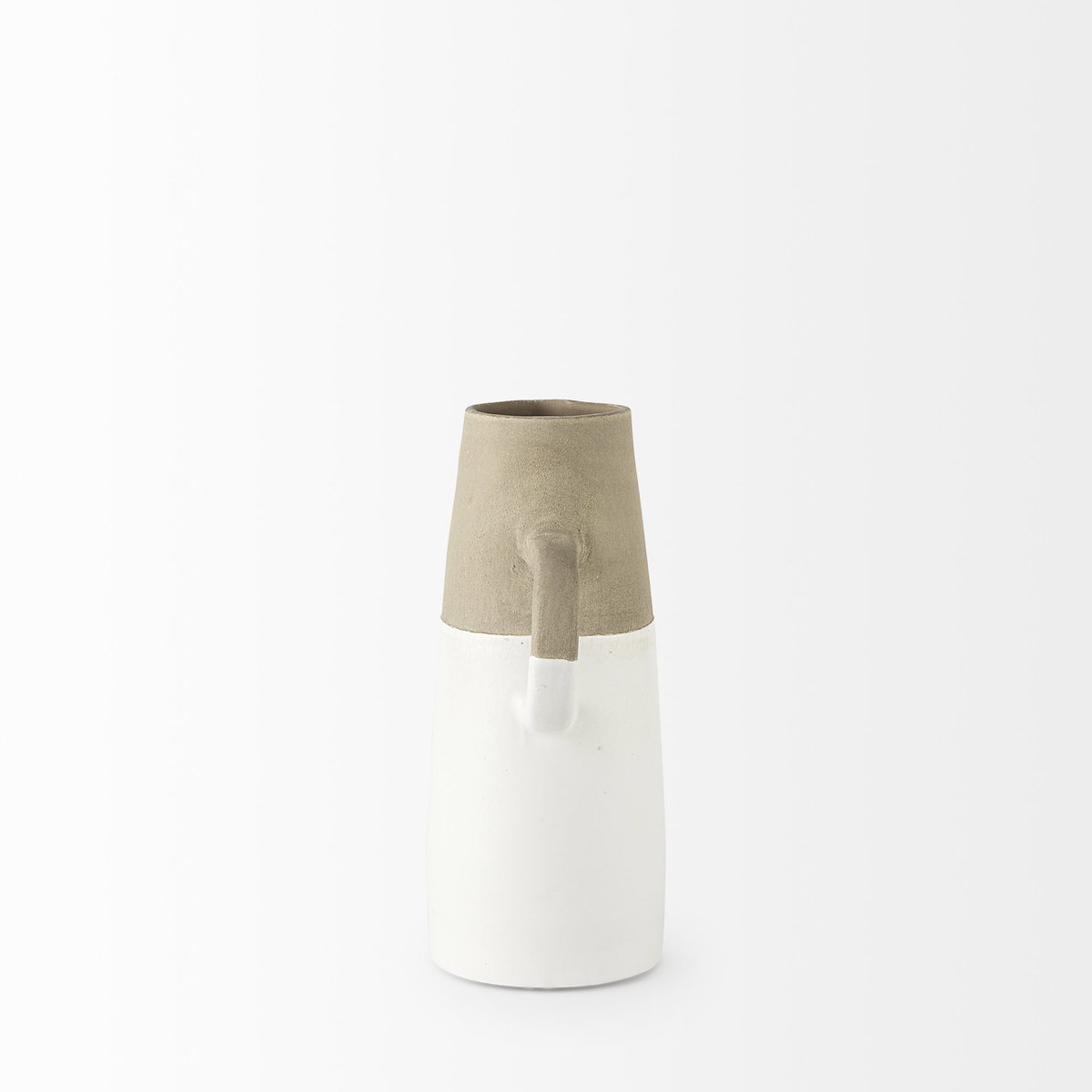 Garand Small 13H Two-Toned White Natural Ceramic Jug, Decorative Jar by Mercana, 6.3" length x 4.53" width x 10.24" height View 8