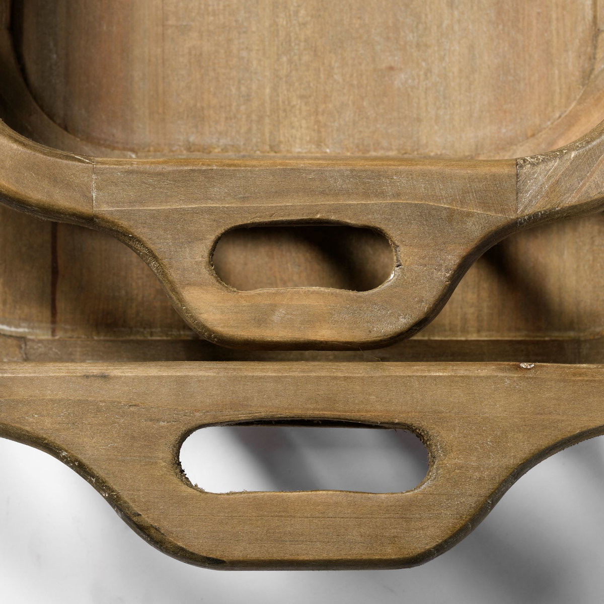 Louis Set of 2 Natural Wood Slated Nesting Trays, Decorative Tray by Mercana, 27.56" length x 13.98" width x 4.92" height View 8