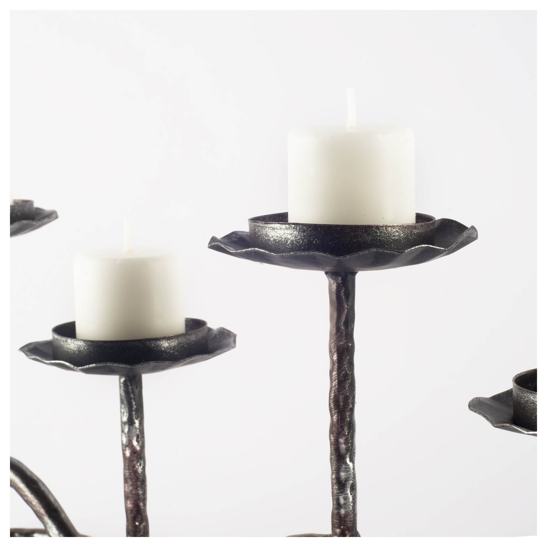 Orville Black Metal Pipe Five Tealight Table Candle Holder, Candles & Candle Holder by Mercana, 21.75" length x 4" width x 6.5" height View 3
