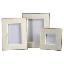 Online Designer Home Office Estelle Modern Classic Gold Edge White Marble Picture Frame - 4x6