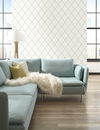 Graphic Trellis White & Soft Grey Wallpaper thumbnail 2