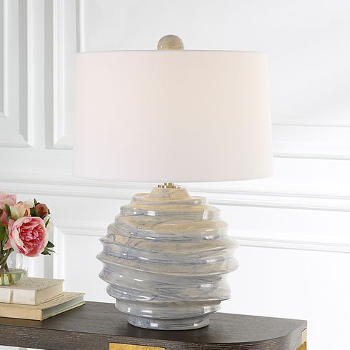Waves Blue & White Accent Lamp