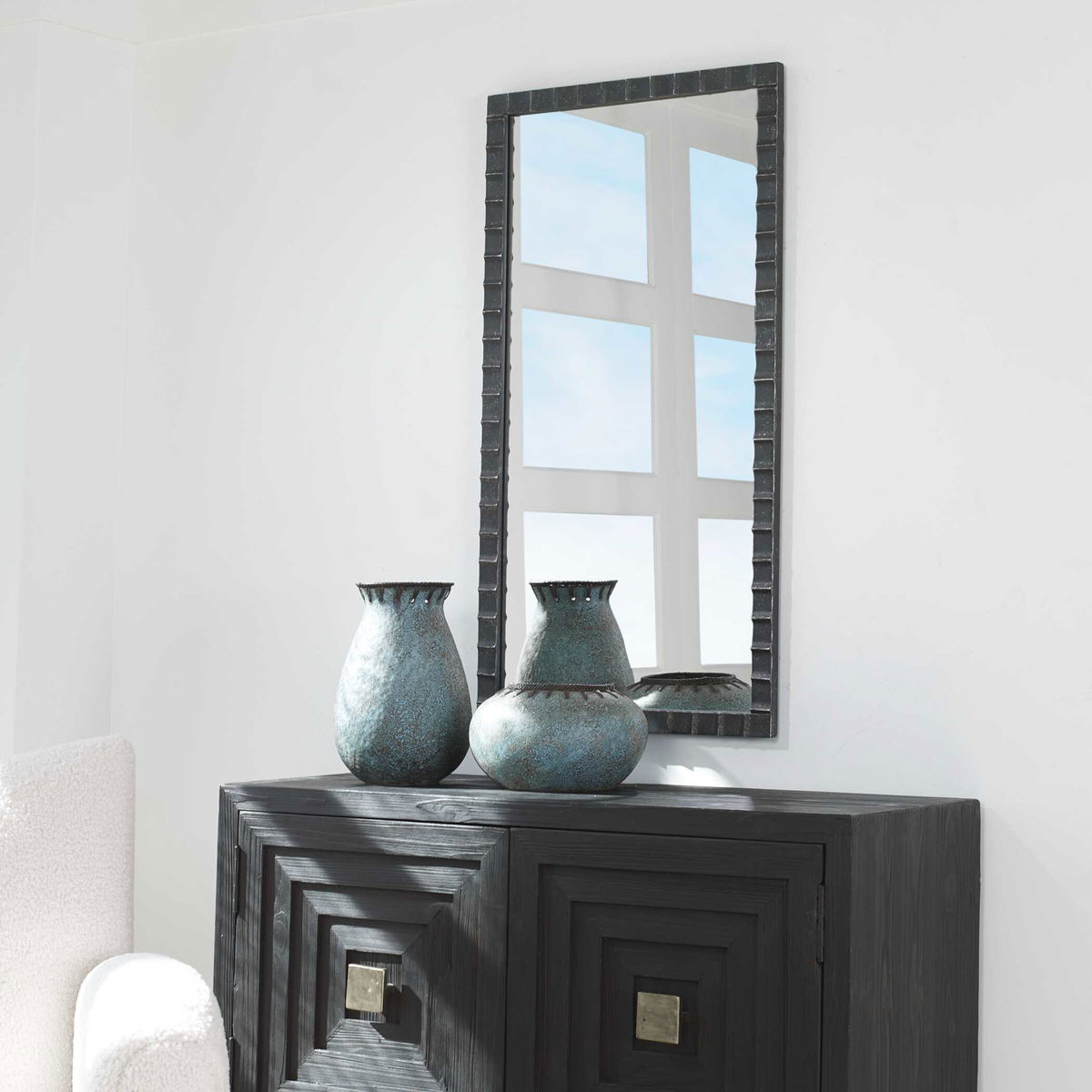 Dandridge Black Industrial Mirror, by Uttermost, 22" width x 42" height x 1" depth View 4