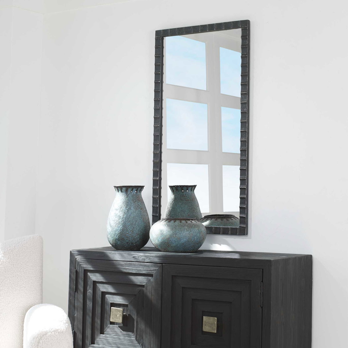 Dandridge Black Industrial Mirror, by Uttermost, 22" width x 42" height x 1" depth View 4
