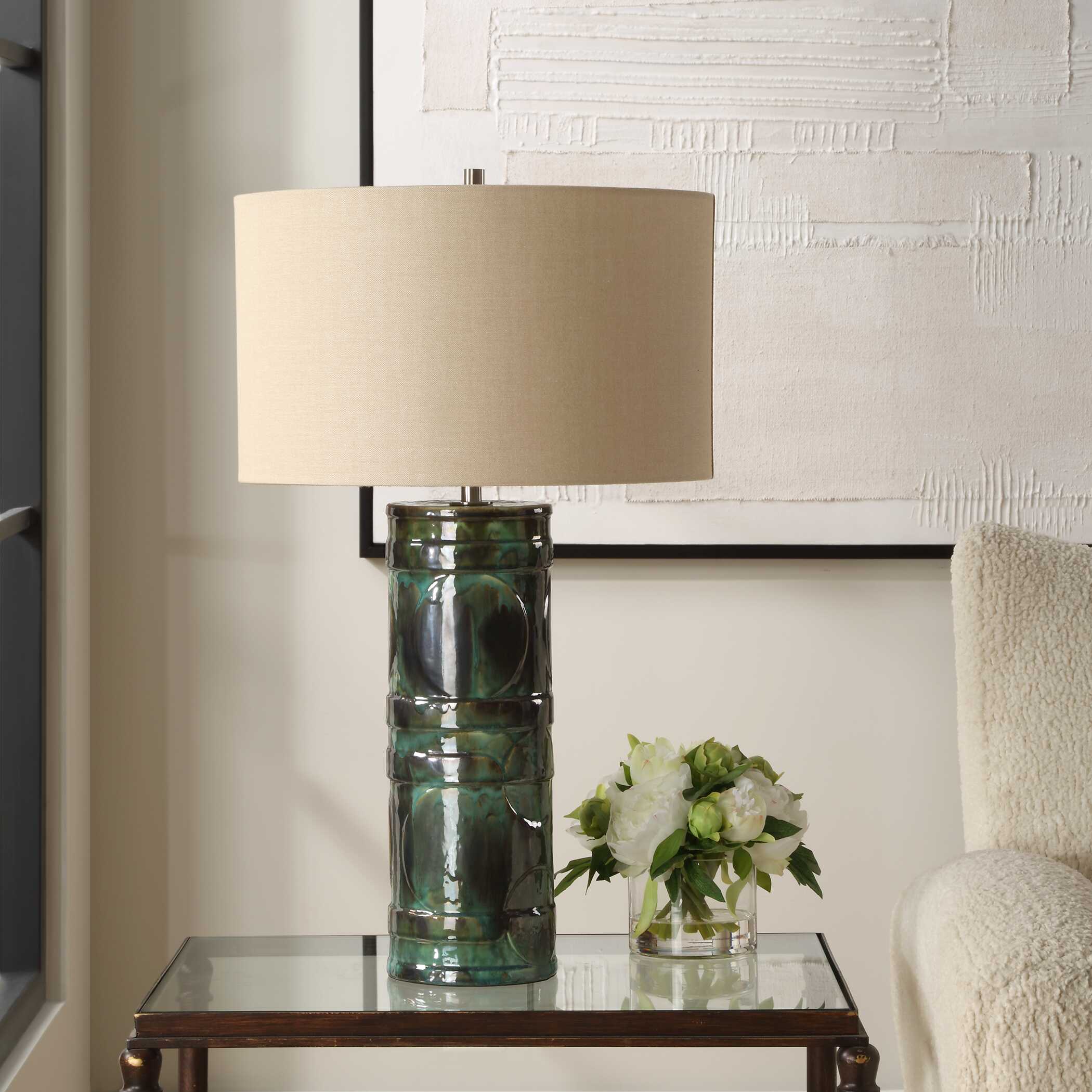 Loch Green Glaze Table Lamp, by Uttermost, 17" width x 28.25" height x 17" depth View 4