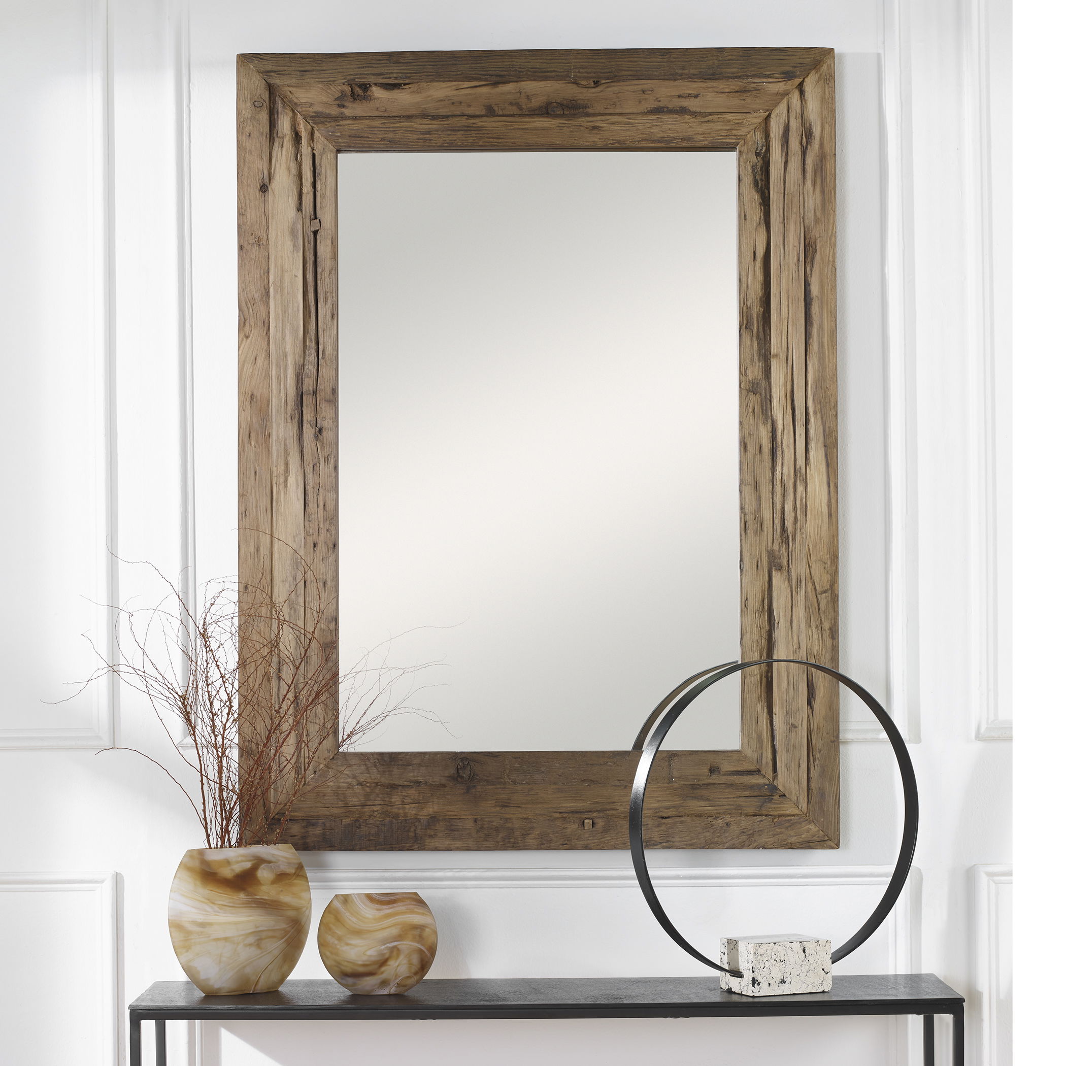 Rennick Rustic Wood Mirror large image 