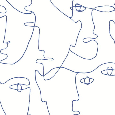 Pablo Portraits Blue Peel & Stick Wallpaper