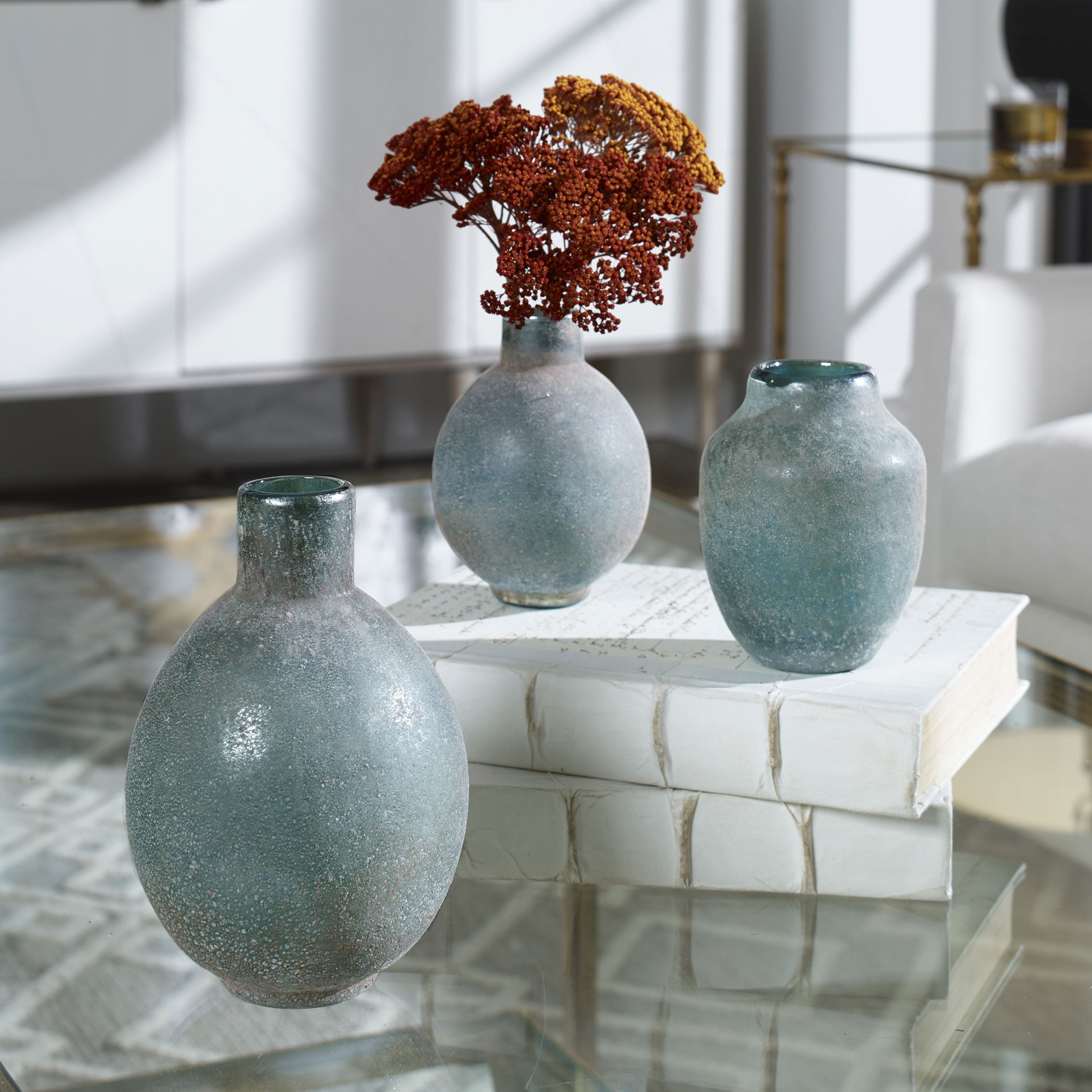 Mercede Weathered Blue-Green Vases Set/3 large image 