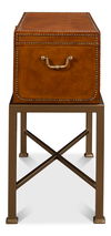 Remington Leather Box On Stand, Side & End Table by Sarreid, 24" length x 12" width x 24" height thumbnail 4