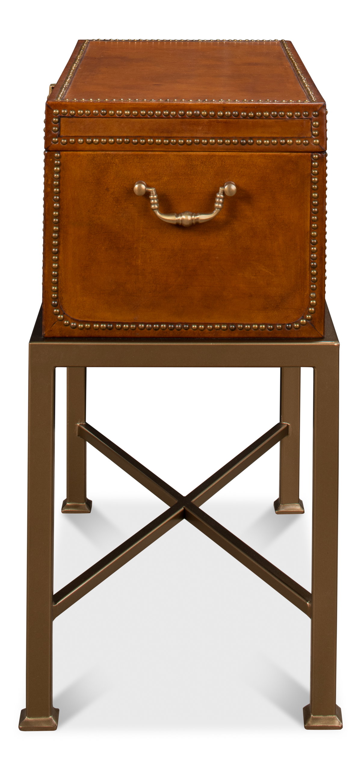 Remington Leather Box On Stand, by Sarreid, 1' length x 2' width x 2' height View 4