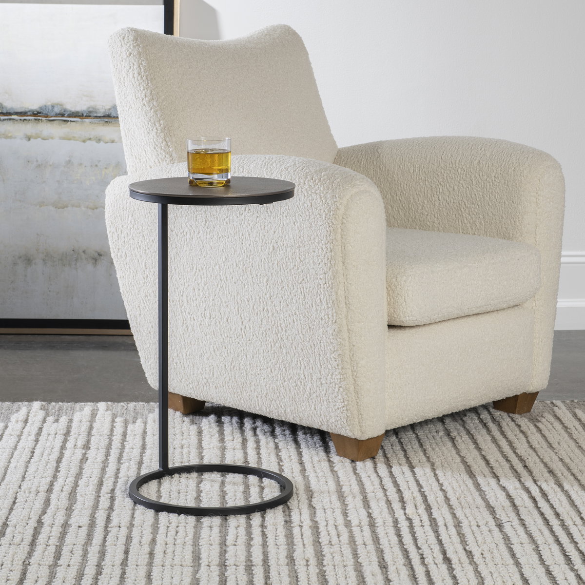 Brunei Nickel Accent/Drink Table, Furniture by Uttermost, 12.5" width x 24" height x 12.5" depth View 2