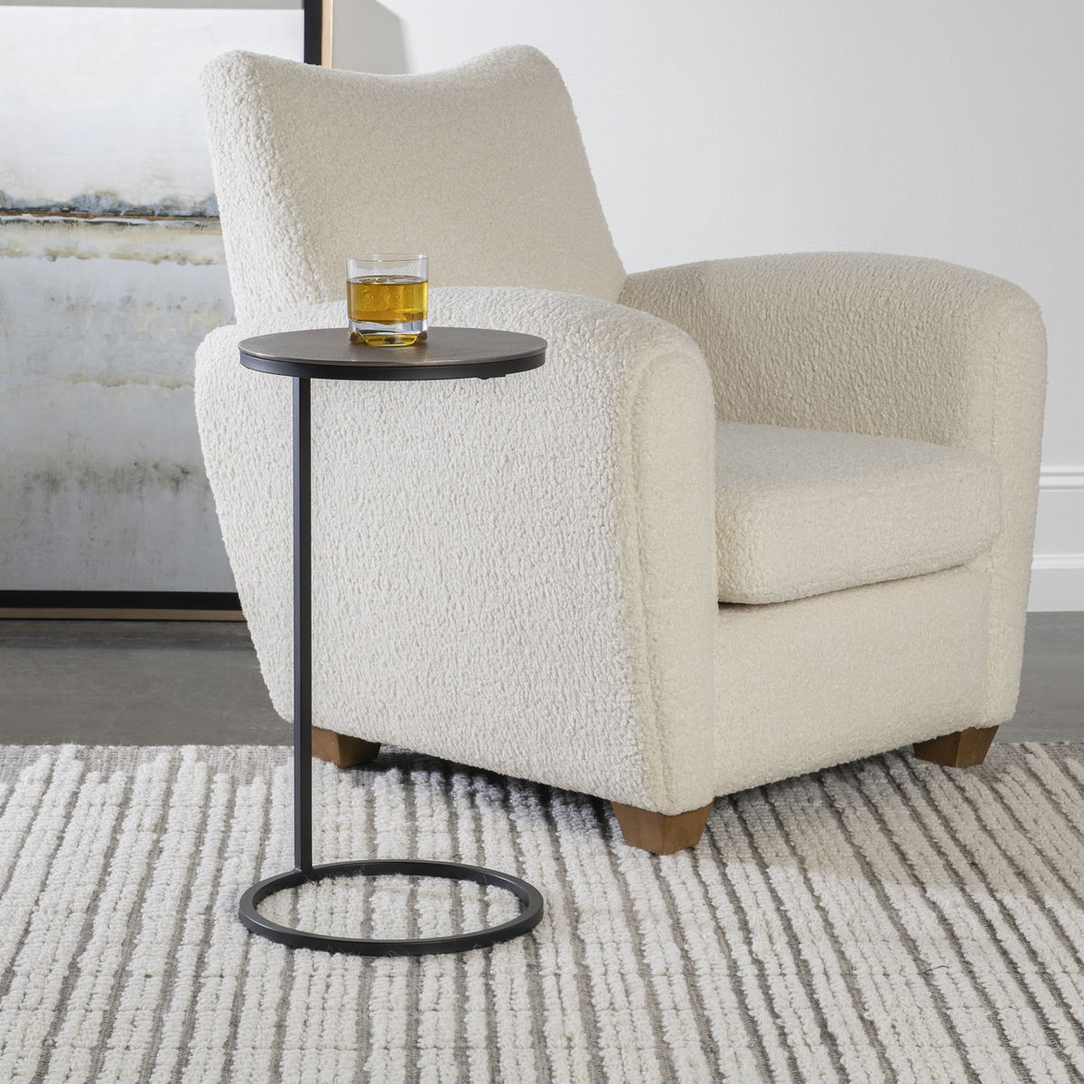 Brunei Nickel Accent/Drink Table, Side & End Table by Uttermost, 12.5" width x 24" height x 12.5" depth View 2