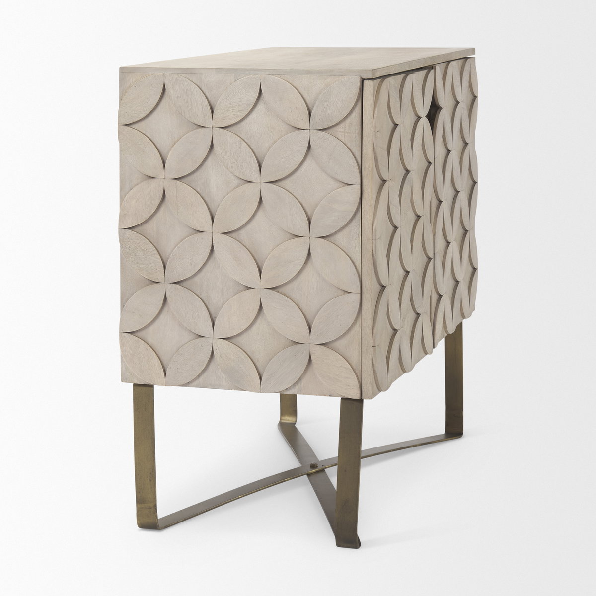 Excelsior 36.0L x 18.0W x 32.5H Light Brown Wood Gold Iron Base Accent Cabinet, Cabinets & Chest by Mercana, 36.5" length x 18.5" width x 32.5" height View 7