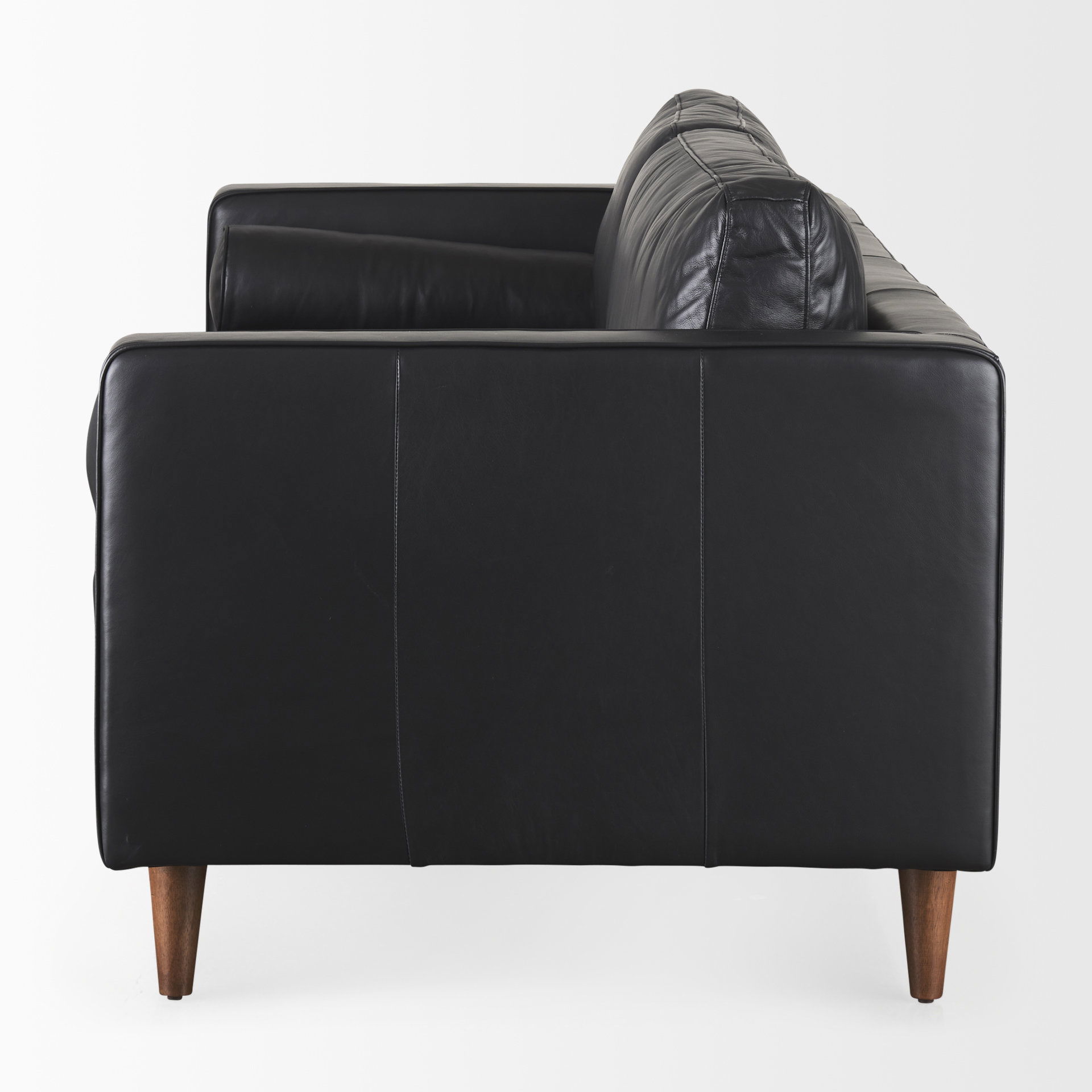 Svend  Black Leather Sofa, Sofas & Sectional by Mercana, 88" length x 38" width x 34" height View 6