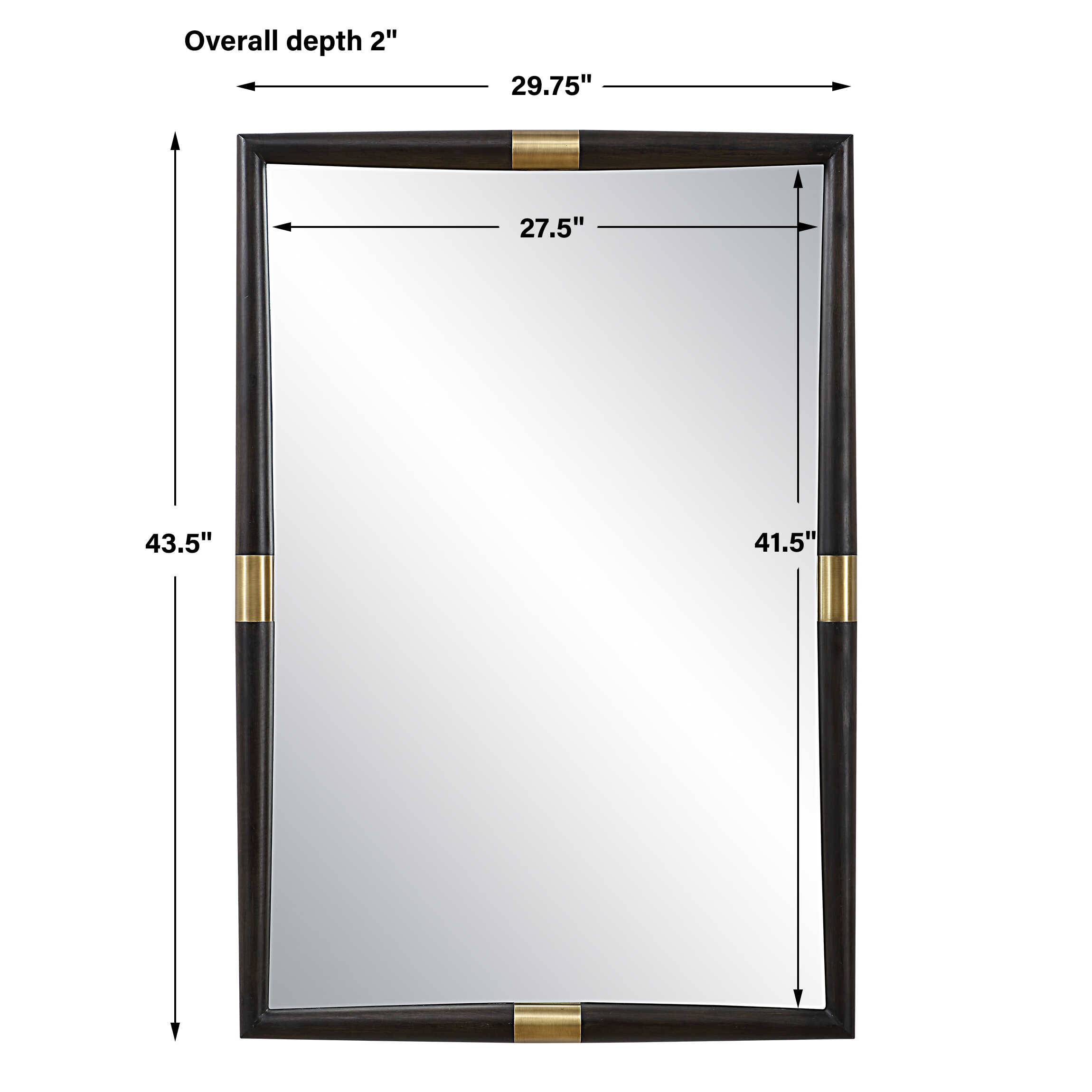 Larkin Dark Wood & Brass Mirror, by Uttermost, 29.75" width x 43.5" height x 2" depth View 3