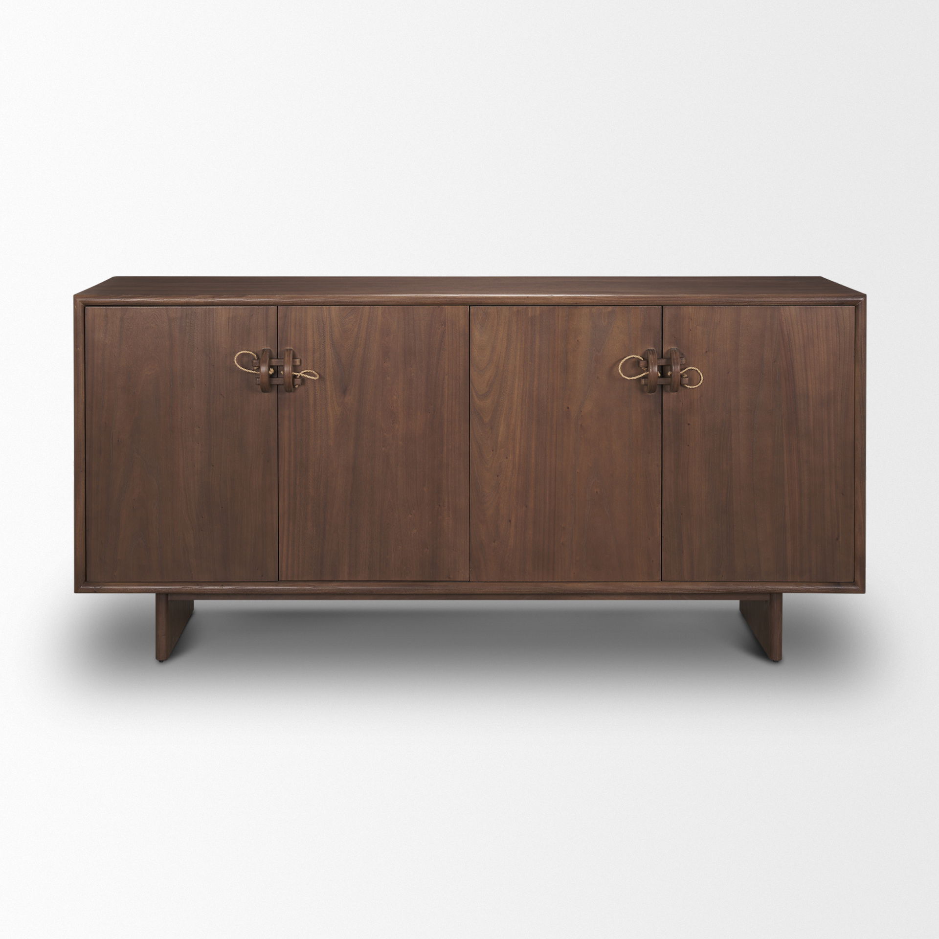 Varenna 4 Door Dark Brown Wood with Rope Handles Sideboard large image 