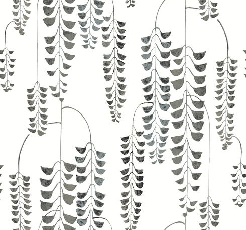 Deco Wisteria Black Metallic Wallpaper