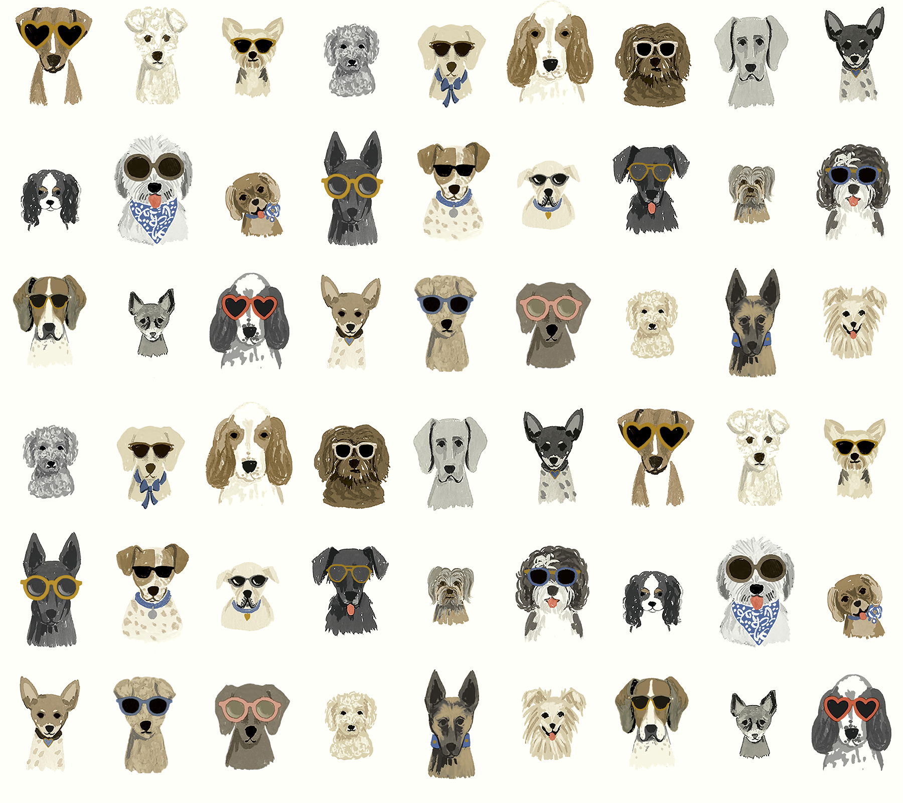 Dog Days Multi White Peel & Stick Wallpaper large image 