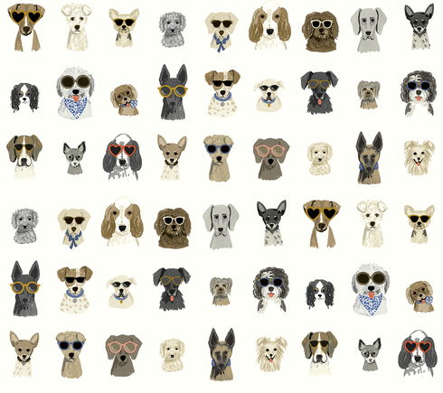 Dog Days Multi White Peel & Stick Wallpaper