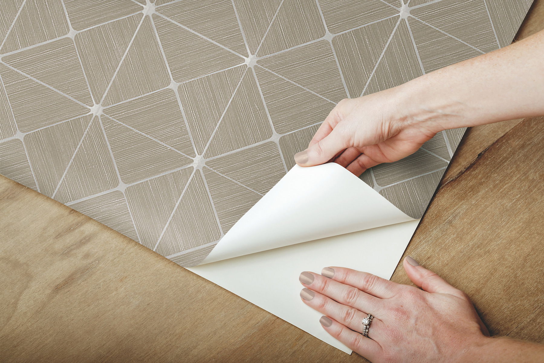 Double Diamonds Taupe Peel & Stick Wallpaper large image 