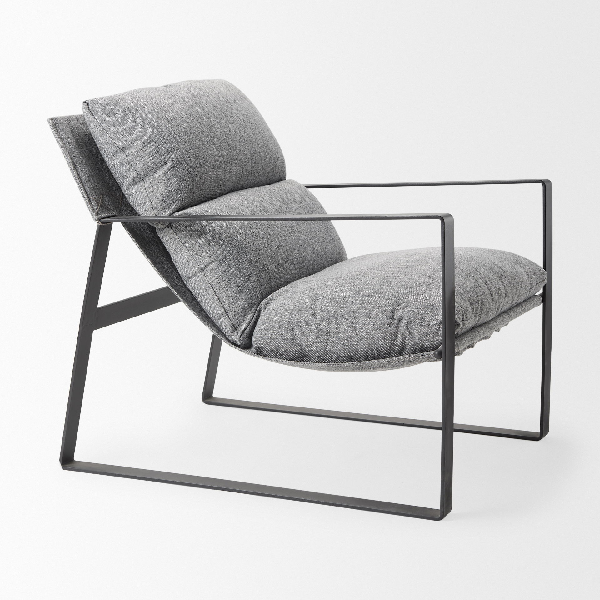 Guilia Castlerock Gray With Metal Frame Sling Accent Chair, by Mercana, 26.77" length x 34.88" width x 29.96" height View 11