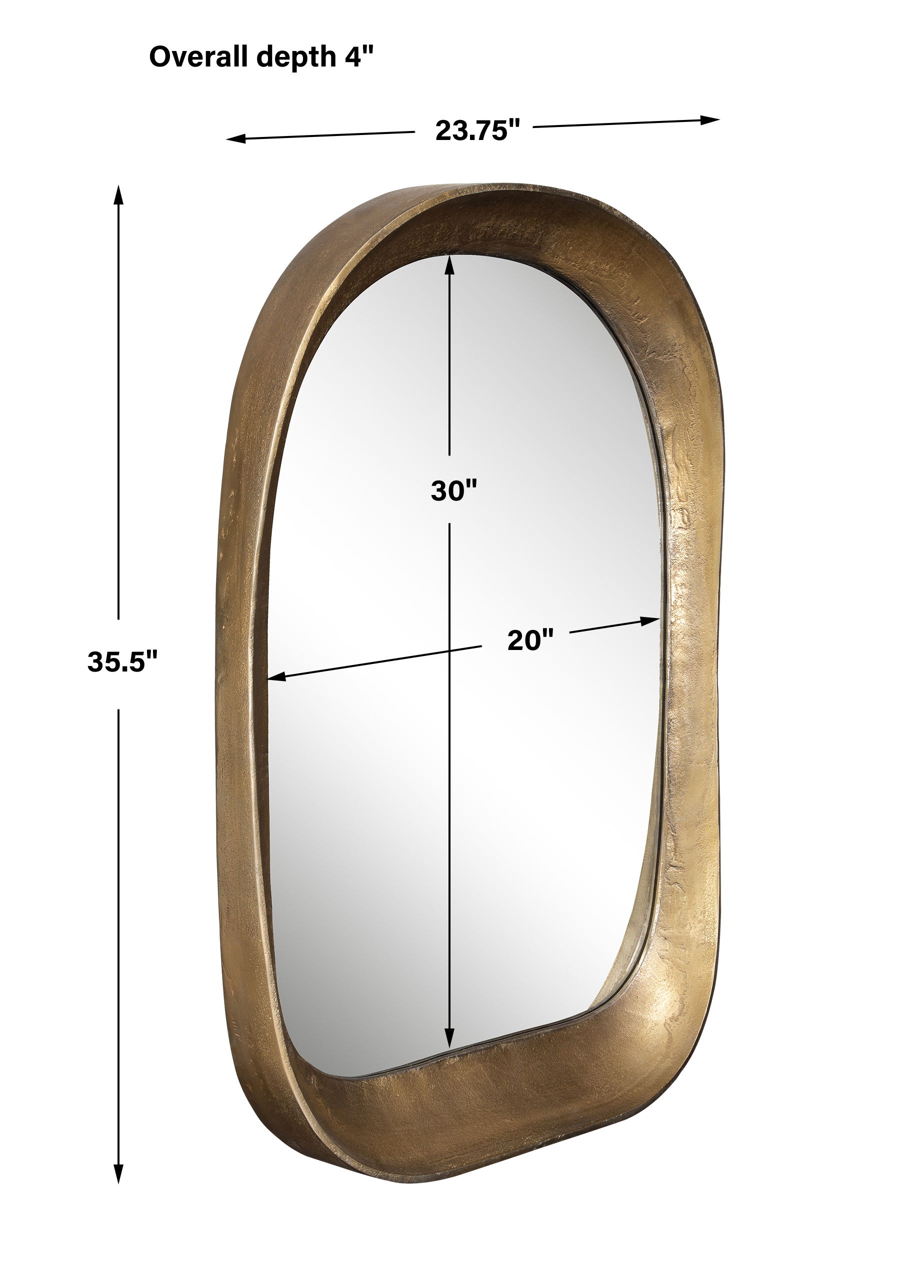 Bradano Brass Arch Mirror, by Uttermost, 23.75" width x 35.5" height x 4" depth View 3