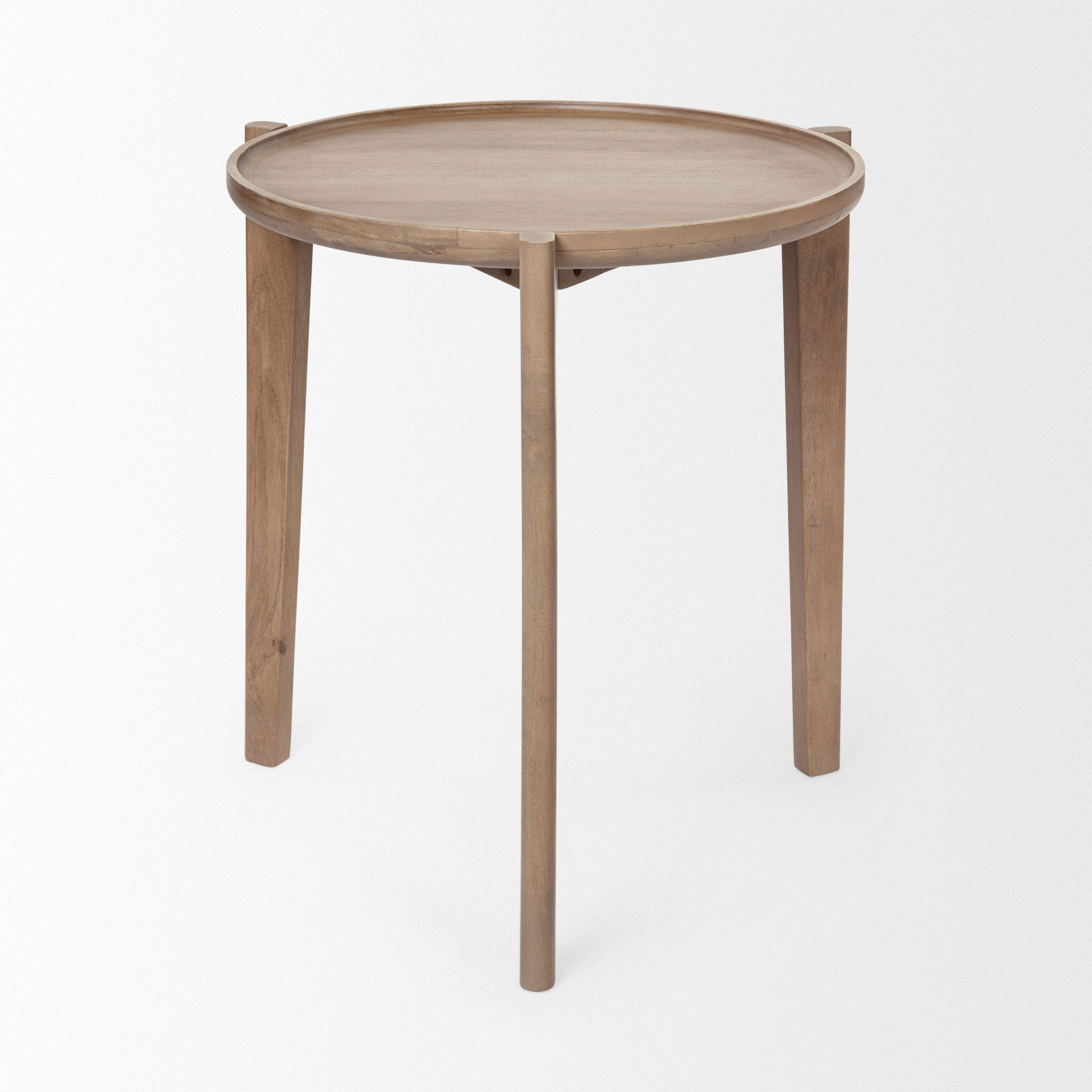Cleaver I 22 x 24 Round Top Brown Solid Wood Accent Table large image 