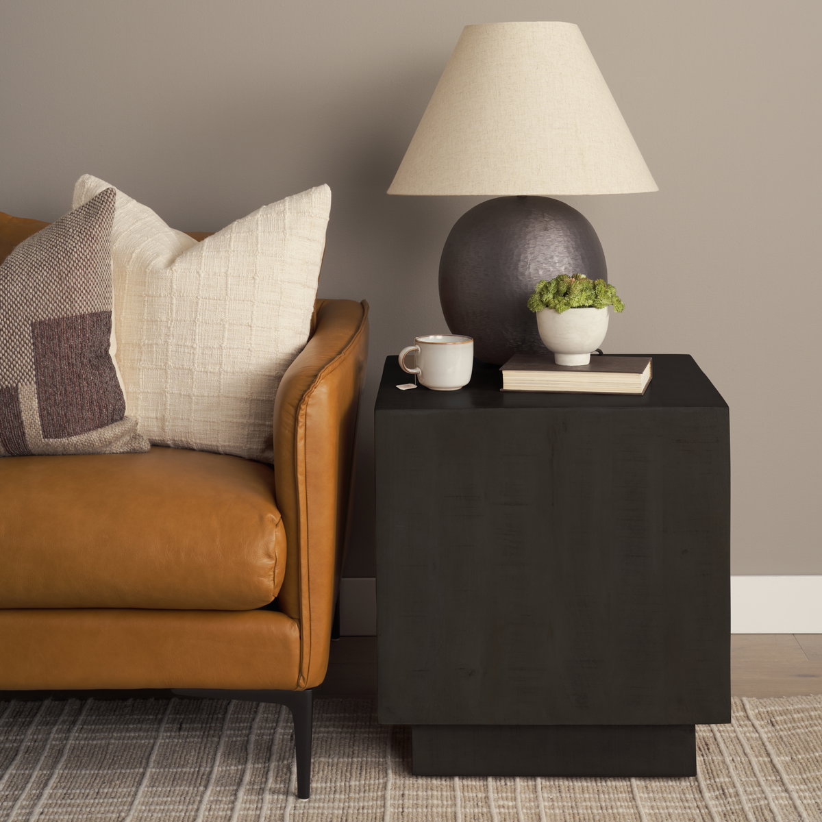 Hayden Dark Brown Wood End/Side Table, Side & End Table by Mercana, 22" length x 22" width x 24" height View 3