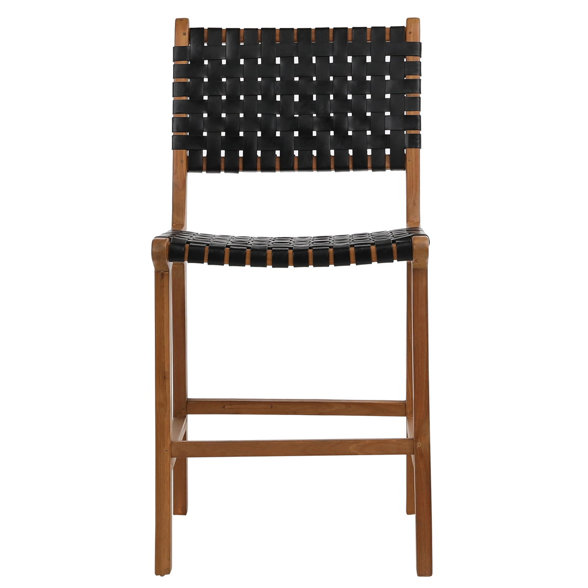 Dale Counter Stool Black Leather Nat Frame, Counter & Bar Stool by Dovetail, 20.27" width x 41" height x 22.83" depth View 2