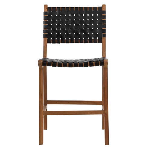 Dale Counter Stool Black Leather Nat Frame