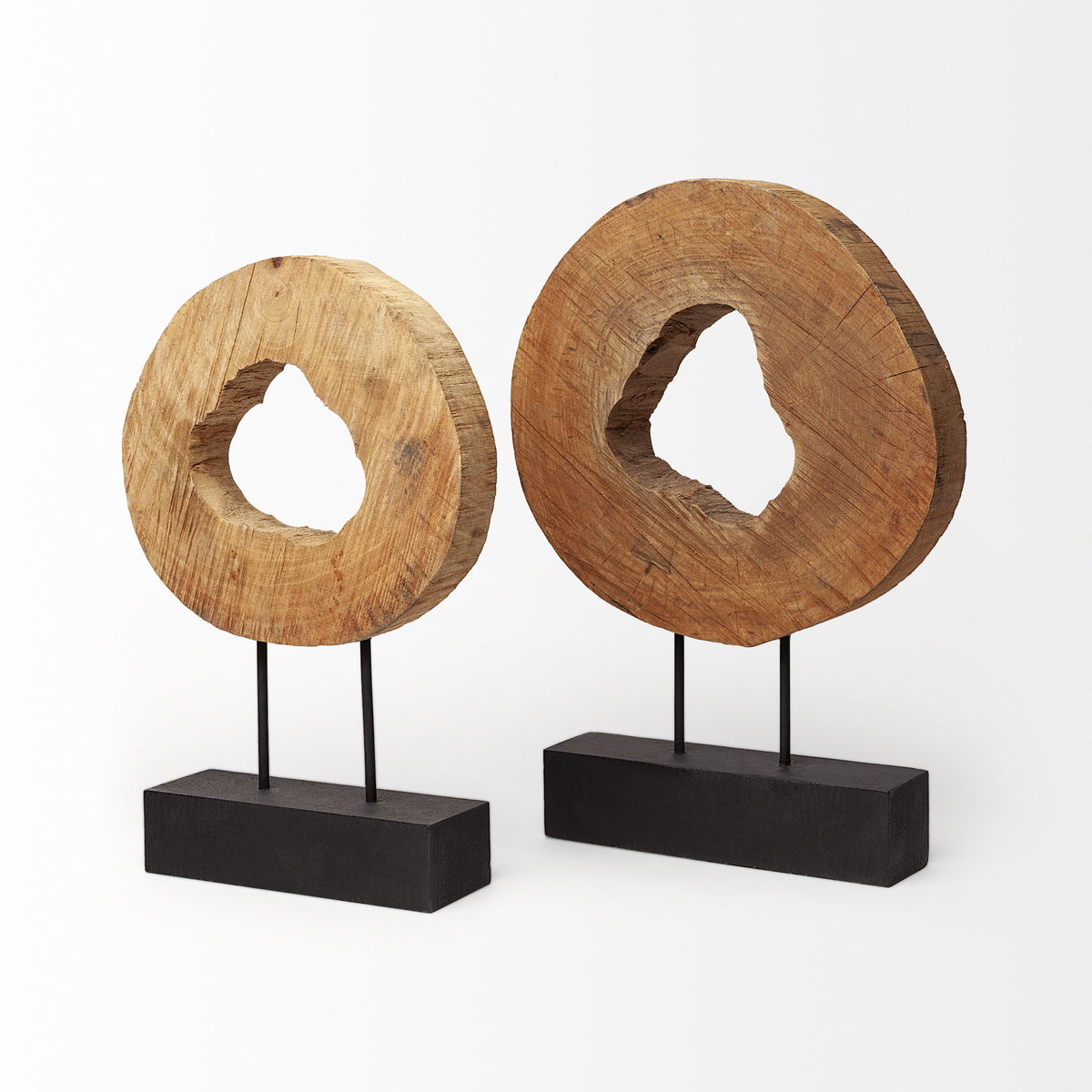 Ironwood II (Small) 13L x 4W Natural Wooden Circular Object, Decorative Object by Mercana, 12.6" length x 3.54" width x 18.75" height View 6
