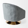 James II Gray Blue Velvet Covered Seat w Gold Swivel Base Accent Chair thumbnail 6