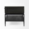 Divina Black-Brown Wood with White Marble Top and Black Metal Base 1 Drawer Side Table, Side & End Table by Mercana, 22" length x 22" width x 22" height thumbnail 7